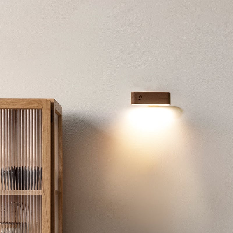 Lampada da scrivania in legno massello con ricarica magnetica